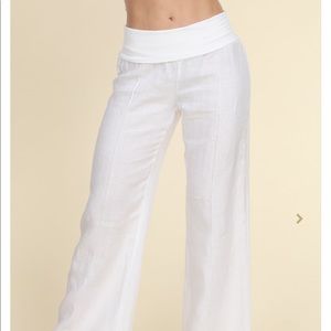 Fresh Laundry White Linen Foldover Pants